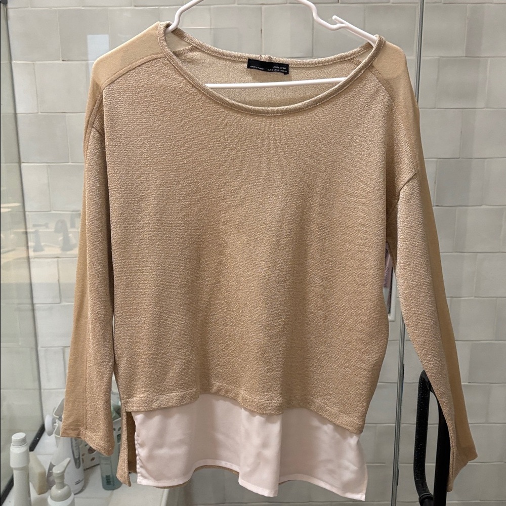 Zara gold long sleeve Knit Top